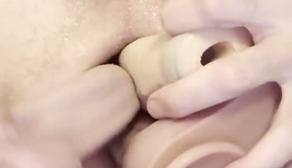 Mature male whore shoves 4 dildos in his ass for first attempt at quad anal