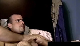 Jake throat fucks cock while stroking fat dripping pole