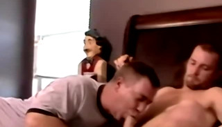 Bearded amateur guy smokes while getting his dick blown