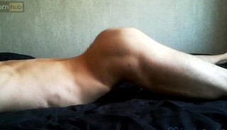 Bed HUMPING, muscle FLEXING, soft MOANING and massively CUMMING