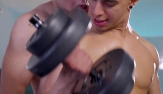 At the gym, not just training their muscles