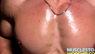Oiled Muscle God Pumps Up Huge and Sweaty for Worship