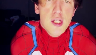 spider-man fucking a toy with a big goofy grin