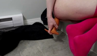 Massive Dildo All The Way Inside Femboy's Gaping Ass