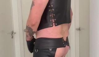 Leatherstudx: Cock Slapping & leather, tattoos and piercings