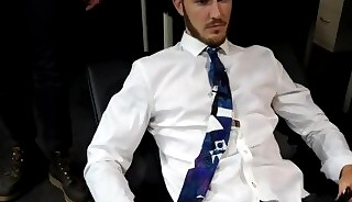 Office tattoo crossdresser bangs bottom after being sucked