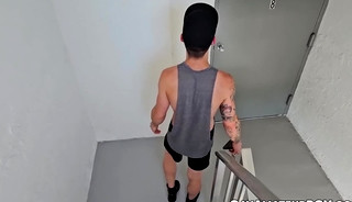 Cute King Scot pays for parking with his mouth and ass on my big cock