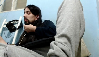 long haired straight man jerks off