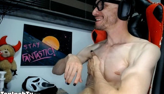 Self Suck Guy Jerks-off and Sprays Cum