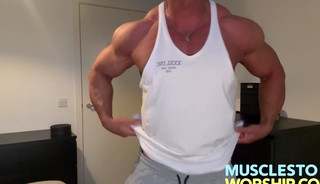 Pumped Muscle Hunk Ready to Burst Out of His Tiny Posers