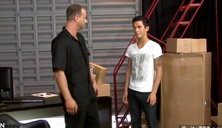 Excited gays fucking at work