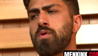 Hairy Adam Ramzi tied and milked until his cock gives up sticky juices