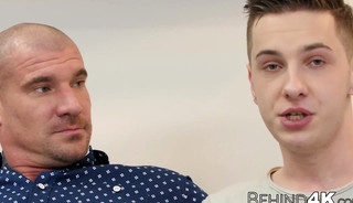 Masculine hunk pounds raw twink ass and gives big facial