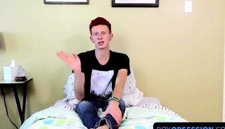 Naughty twink spreads his tight ass and masturbates for warm cum