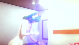 Yaoi Femboy Green hair footjob and handjob