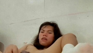 Trans woman ass fingering, toy play and cum
