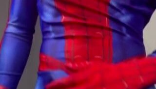 Hunk in Spider-Man costume jerks his cock