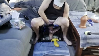 Butt slut ryan743 bounces on big dildo