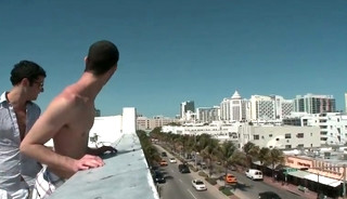 Dude gets ass fucked on roof of building