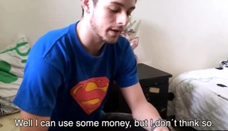Straight latino devours big uncut cock for cash