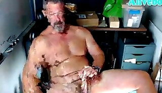 muscle daddy strokes his dick