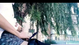 twink risky jerk in the backyard