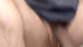 A twink with a big asshole takes a giant bottle inside himself and flows with cum, lifting his anus