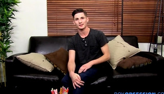 Big booty twink has a harsh masturbation session post interview