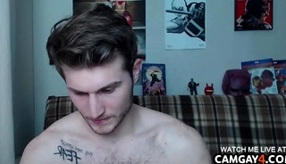 Horny handsome guy showing his anus in webcam