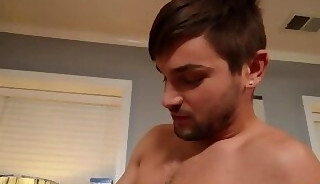 Deepthroated hunk enjoys bareback with bottom after sucking