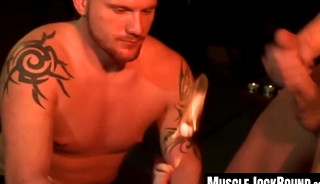 Luke Riley extinguishes fire with Drake Jaden's cum and piss