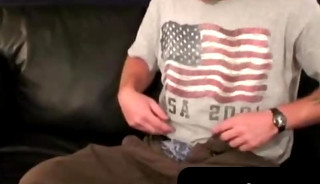 Rough stud strips naked to pleasure himself solo until he erupts