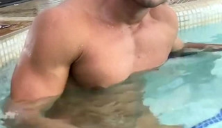 jerking off in resort pool