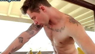 Amateur athletic jock fucks gay lover at home after blowjob