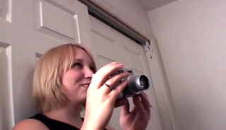 Chubby blonde babe spitroasted by three straight dudes