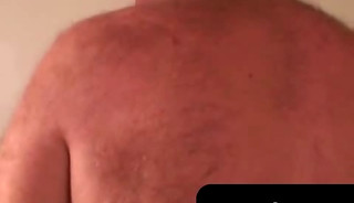 Hairy old amateur jerks off and splatters cum on his belly