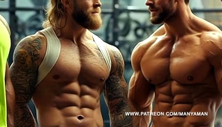 AI Muscle Guys Suck Cum In The Gym