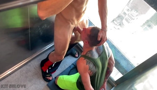 Strangers fucking passionately in an elevator