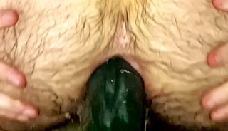 Showing off my Str8 hairy ass enjoying dildo play