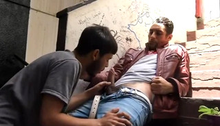 Hairy Latin Boy Bareback fucked by the Club Bouncer