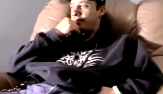 Handsome amateur jerking off his thick cock in kinky solo with satisfaction
