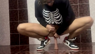 Young twink straight getro playing with wife's toy