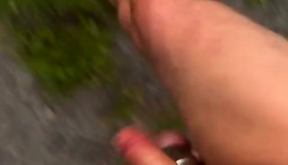 Horny on a barefoot nude walk so I edged my fat cock