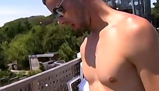 Hunks fuck at the pool after one enjoys nice raw blowjob