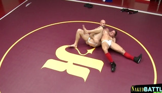 Dominated wrestling stud gets spanked