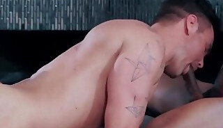 Good looking white guy services two massive black dicks