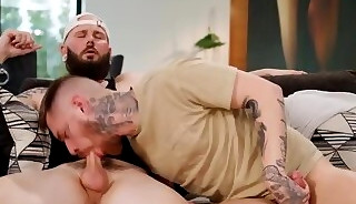 Old friends watching porn and jerkng off side by side