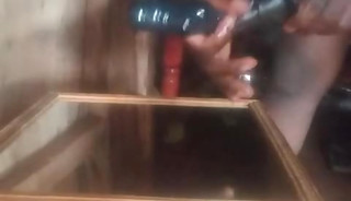 Big black dildo in my ass while I cum