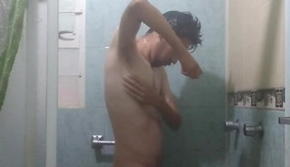 Taking a quick bath in the morning.