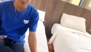 Asian twin straight gets fuck by shemale
